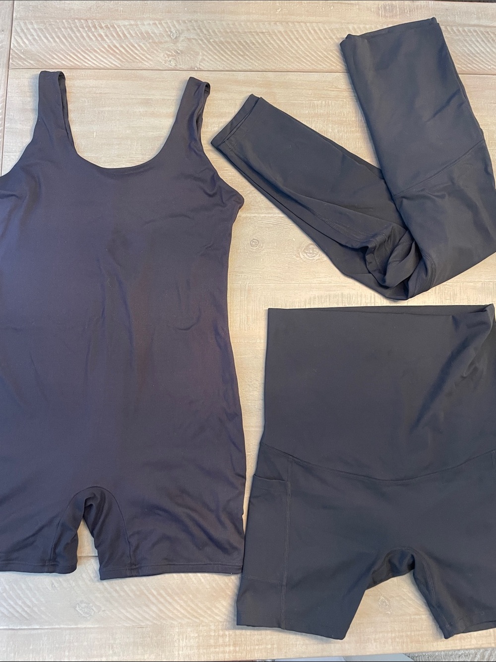 PoshDivah Maternity Active set High-Waist Leggings bike shorts Romper bumpsuit
